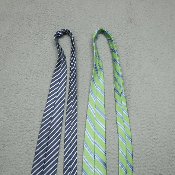 Two Haines & Bonner Ties Men Blue Silver Green Hand Made 100% Silk 60" x 3.25" - Picture 6 of 9